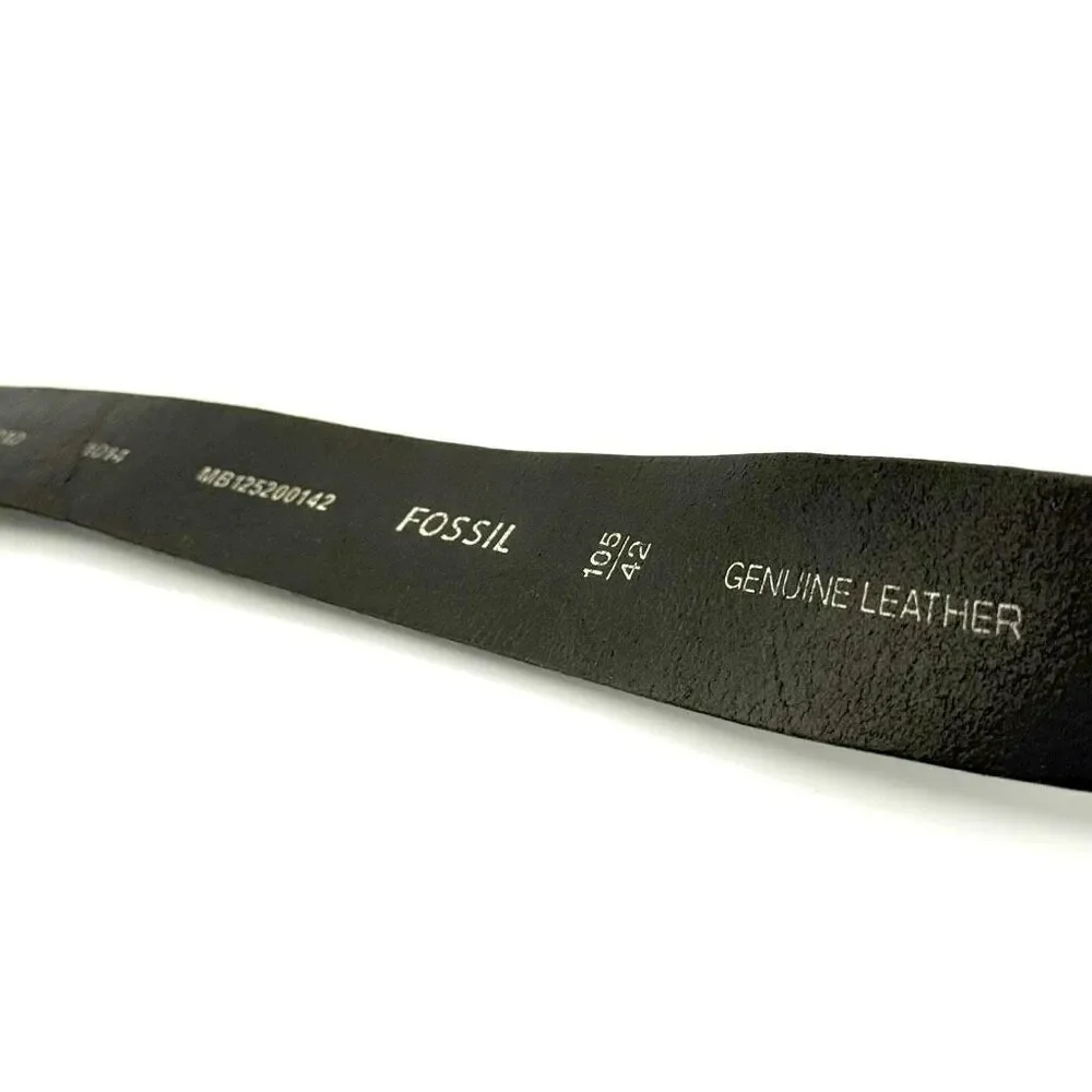 Fossil Vintage Black Leather Belt Silver Buckle - US 42